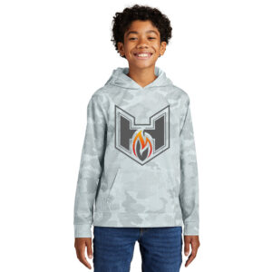 QC Heat BB Sport-Tek Sport-Wick CamoHex YOUTH Fleece Hooded Pullover-White