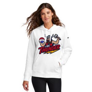 QC Thunder BB Nike Women’s Club Fleece Sleeve Swoosh Pullover Hoodie-White