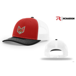 QC Heat Richardson Pro Crown Mesh Back solid color Adjustable back cap Tri Color-Red/White/Black