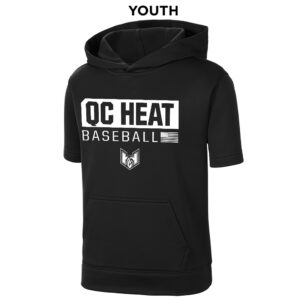 QC Heat Sport-Tek YOUTH Sport-Wick Fleece Short Sleeve Hooded Pullover-Black
