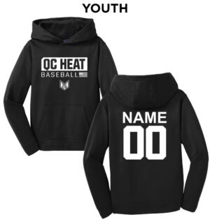 QC Heat Sport-Tek youth Sport Wick Fleece Hooded Pullover-Black