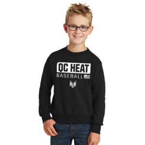 QC Heat Youth Fleece Crewneck Sweatshirt-Black