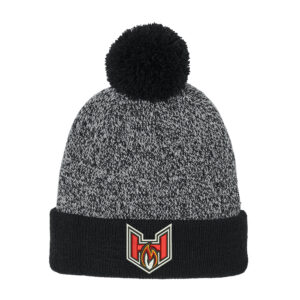 QC Heat Sport-Tek Halftime Heather Pom Beanie-Black/Silver