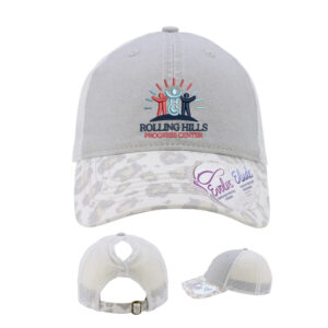 Rolling Hills Infinity Her Women’s Printed Visor with Mesh Back Cap-Grey Snow Leopard