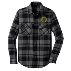 RI Arsenal Port Authority Plaid Flannel Shirt Men-Grey Black
