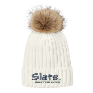 RV Slate Port Authority Faux Fur Pom Beanie-Marshmallow