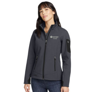 RV Athletic Trainer Eddie Bauer Ladies Rugged Ripstop Soft Shell Jacket-Grey Steel Black