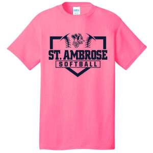 St Ambrose Softball Unisex Short Sleeve Tee-Neon Pink
