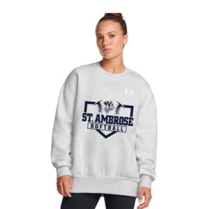 St Ambrose Softball Under Armour Women’s UA Icon Fleece Oversized Crew-Distant Gray