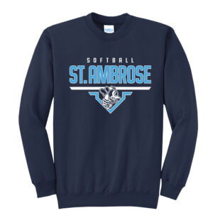 St Ambrose Softball Unisex Fleece Crewneck Sweatshirt-Navy
