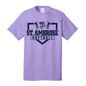 St Ambrose Softball Unisex Cotton Short Sleeve Tee-Lavender