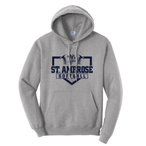 St Ambrose Softball Unisex Fleece Hooded Sweatshirt-Athletic Heather