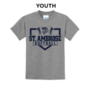 St Ambrose Softball Youth Short Sleeve Tee-Athletic Heather
