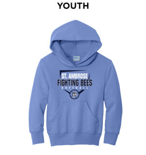 St Ambrose Softball Youth Fleece Hooded Sweatshirt-Carolina