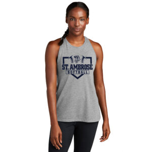 St Ambrose Softball Sport-Tek Ladies PosiCharge  Tri-Blend Wicking Tank-Light Grey Heather