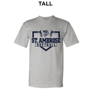 St Ambrose Softball Tall Cotton Short Sleeve Tee-Grey
