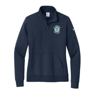 St Ambrose Softball Nike Ladies Club Fleece Sleeve Swoosh 1/2-Zip-Midnight Navy