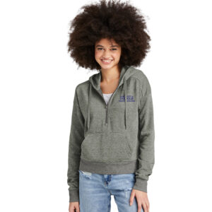 UD Teacher District Women Perfect Tri Fleece 1/2 Zip Pullover-Heathered Charcoal