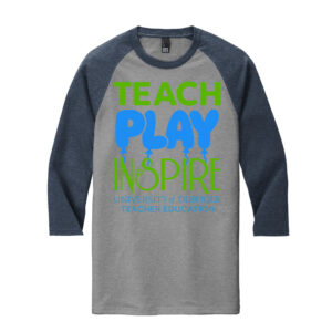UD Teacher District Made Mens Perfect Tri 3/4-Sleeve Raglan-Grey Frost/Navy