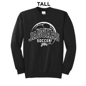 Valley Christian Jaguars Tall Fleece Crewneck Sweatshirt-Black