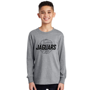 Valley Christian Jaguars Youth Cotton Long Sleeve Tee-Athletic Heather