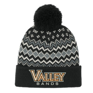 Valley Bands Port Authority Alpine Pom Beanie-Deep Black/ Gusty Grey