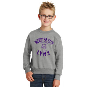 Webster City Lynx Youth Fleece Crewneck Sweatshirt-Athletic heather