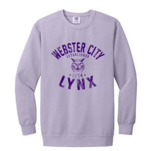 Webster City Lynx Unisex Comfort Colors Garment-Dyed Fleece Crew-Orchid