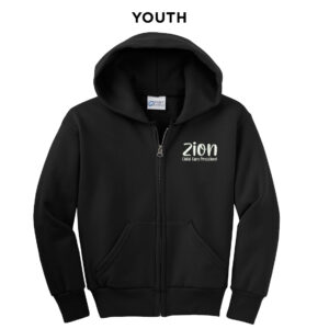 Zion  Youth core fleece full zip hooded sweatshirt-Black