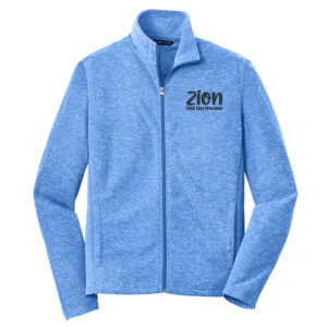Zion Port Authority MENS Heather Microfleece Full-Zip Jacket-Light Royal