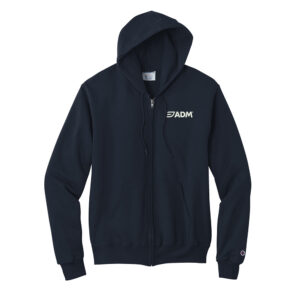ADM Champion Adult Powerblend Full-Zip Hooded Sweatshirt-Navy