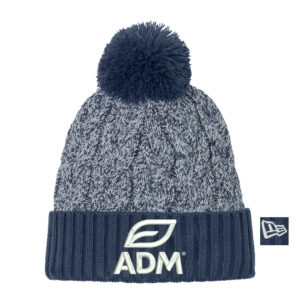 ADM New Era Marled Knit Pom Beanie-Navy/Grey/White