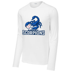 Ankeny Scorpions BB Sport Tek Men Posi UV Pro Long Sleeve Tee-White