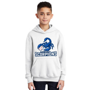 Ankeny Scorpions BB Youth Fleece Hooded Sweatshirt-White