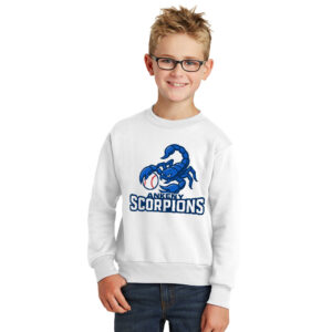 Ankeny Scorpions BB Youth Fleece Crewneck Sweatshirt-White