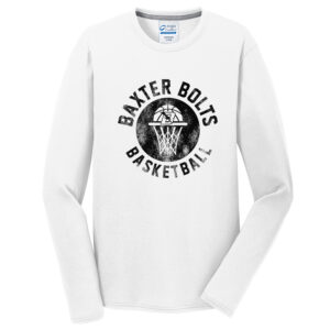 Baxter Bolts Basketball Men Long Sleeve Essential Blended Performance Tee-White