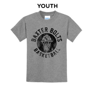 Baxter Bolts Basketball Youth Short Sleeve Tee-Athletic Heather