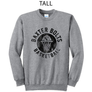 Baxter Bolts Basketball Tall Fleece Crewneck Sweatshirt-Athletic Heather