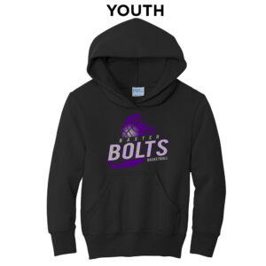 Baxter Bolts Basketball Youth Fleece Hooded Sweatshirt-Black