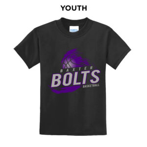 Baxter Bolts Basketball Youth Short Sleeve Tee-Black