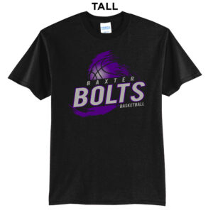 Baxter Bolts Basketball Tall Cotton Short Sleeve Tee-Black