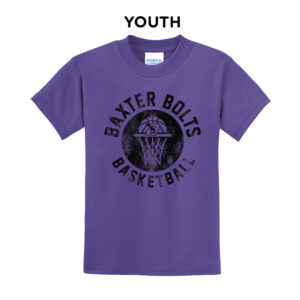 Baxter Bolts Basketball Youth Short Sleeve Tee-Purple