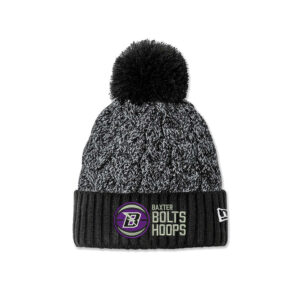 Baxter Bolts Basketball New Era Marled Knit Pom Beanie-Black Graphite White