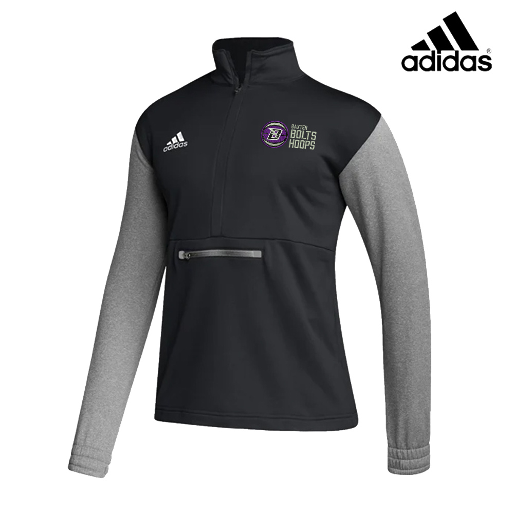 Baxter Bolts Basketball Adidas Team Issue color block 1/4 zip pullover - Black/Grey (2x, 3x, 4x)