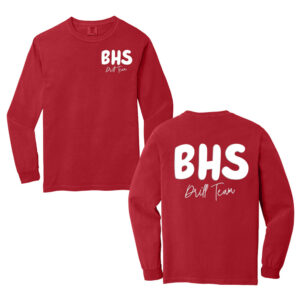 Boone Drill Team Unisex Comfort Colors Heavyweight Ring Spun Long Sleeve Tee-Red PUFF PRINT