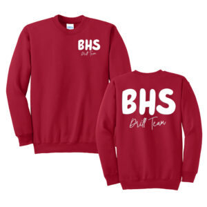 Boone Drill Team Unisex Crewneck Sweatshirt-Red PUFF PRINT