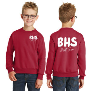 Boone Drill Team Youth Fleece Crewneck Sweatshirt-Red PUFF PRINT