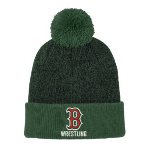 Boone Wrestling Sport-Tek Halftime Heather Pom Beanie-Forest Green/Black