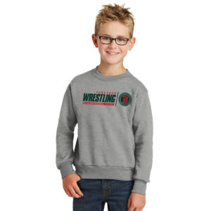 Boone Wrestling Youth Fleece Crewneck Sweatshirt-Athletic Heather