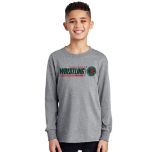Boone Wrestling Youth Cotton Long Sleeve Tee- Athletic Heather